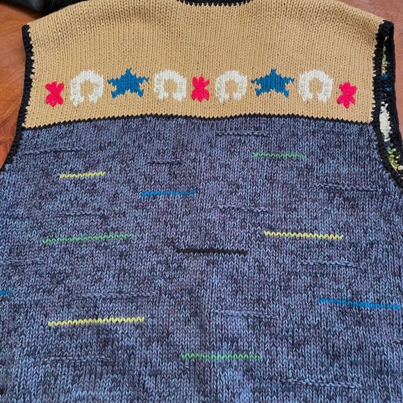 Vintage Hand Knit Susan Bristol Cotton Sleeveless Sweater XL Vest Cardigan - Picture 8 of 13